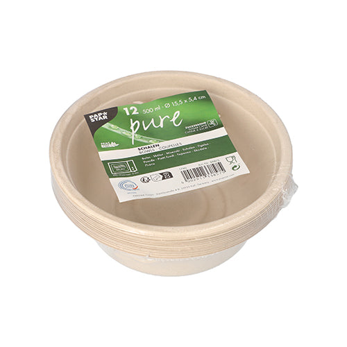 Schalen, Zuckerrohr "pure" 500 ml Ø 15,5 cm · 5,4 cm natur