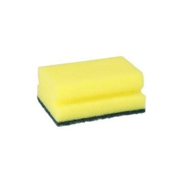 Topfreiniger, Schwamm eckig 4,1 cm x 9,5 cm x 6,8 cm gelb/grün mit Griffrille, kratzend