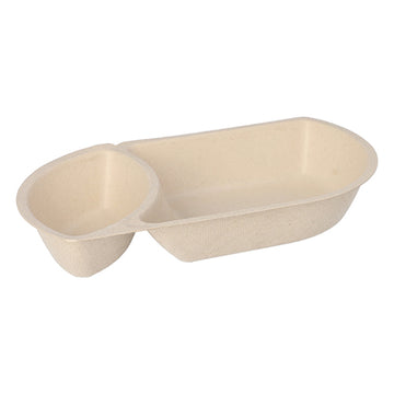 Snacktrays Zuckerrohr 2-geteilt 3,6 cm x 12,4 cm x 22,4 cm natur