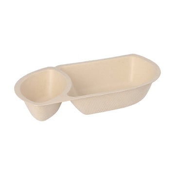 Snacktrays Zuckerrohr 2-geteilt 3,2 cm x 9,7 cm x 17,6 cm natur